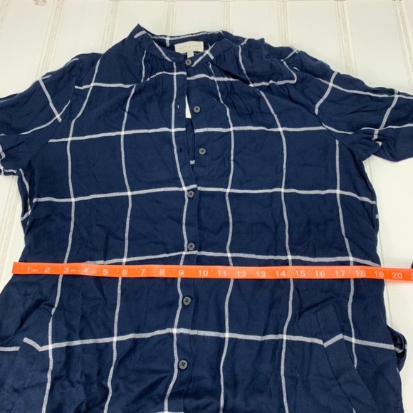 Lucky Brand Navy Blue White Plaid Tie Shirt Dress - Picture 6 of 8